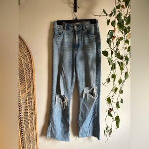 Dynamite Light Blue Distressed Straight Leg Jeans